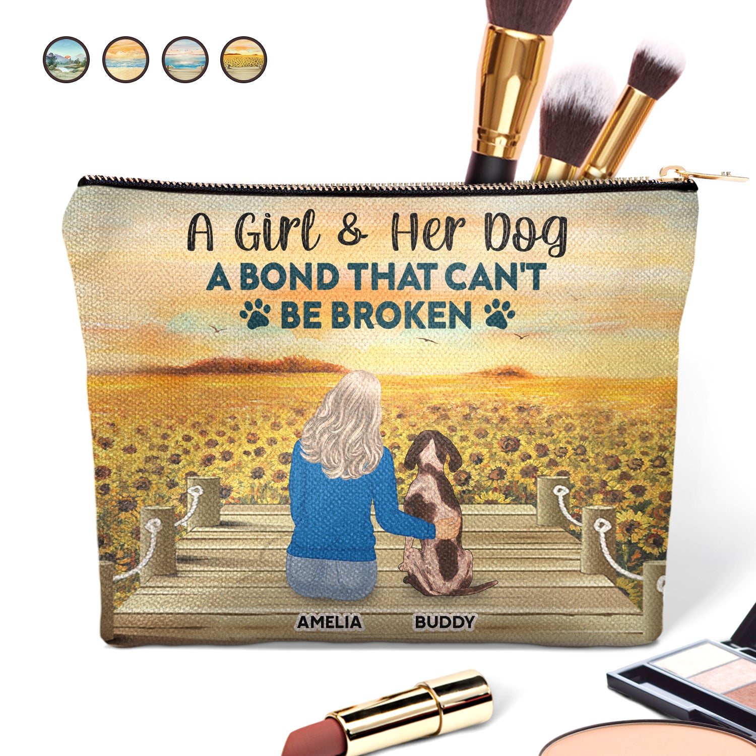 A Bond That Can't Be Broken - Gift For Dog Lovers, Dog Mom - Personalized Cosmetic Bag