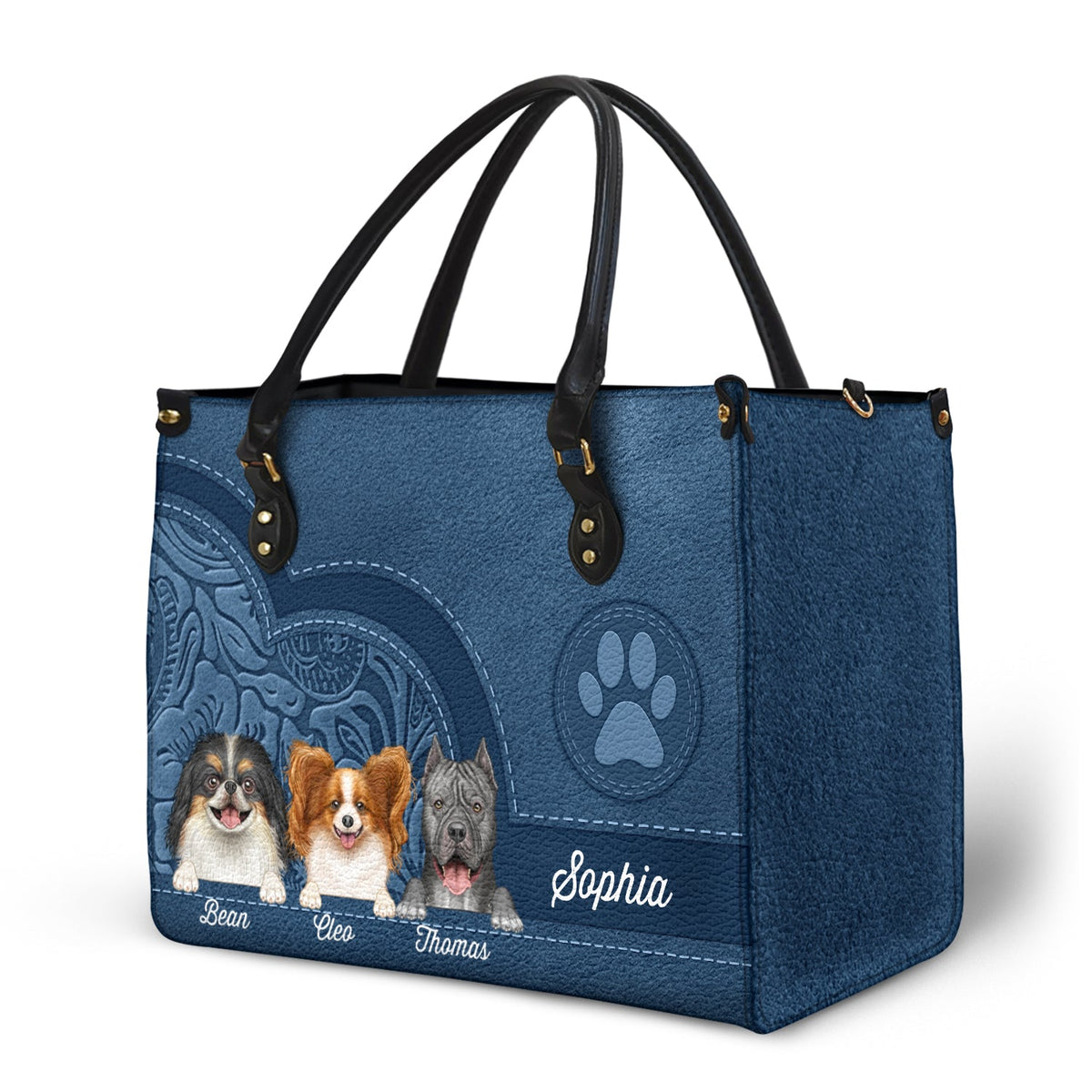 Motifs de chiens et de chats mignons - Cadeau d'anniversaire ou d'amour pour les amoureux des animaux, les mamans de chiens et de chats - Sac en cuir personnalisé