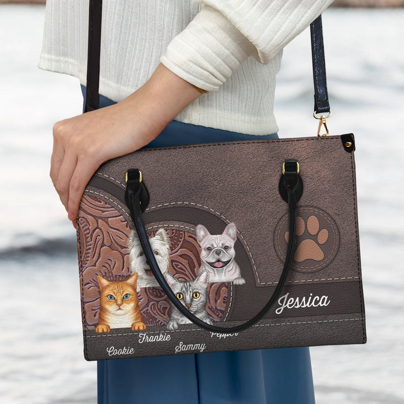 Motifs de chiens et de chats mignons - Cadeau d'anniversaire ou d'amour pour les amoureux des animaux, les mamans de chiens et de chats - Sac en cuir personnalisé