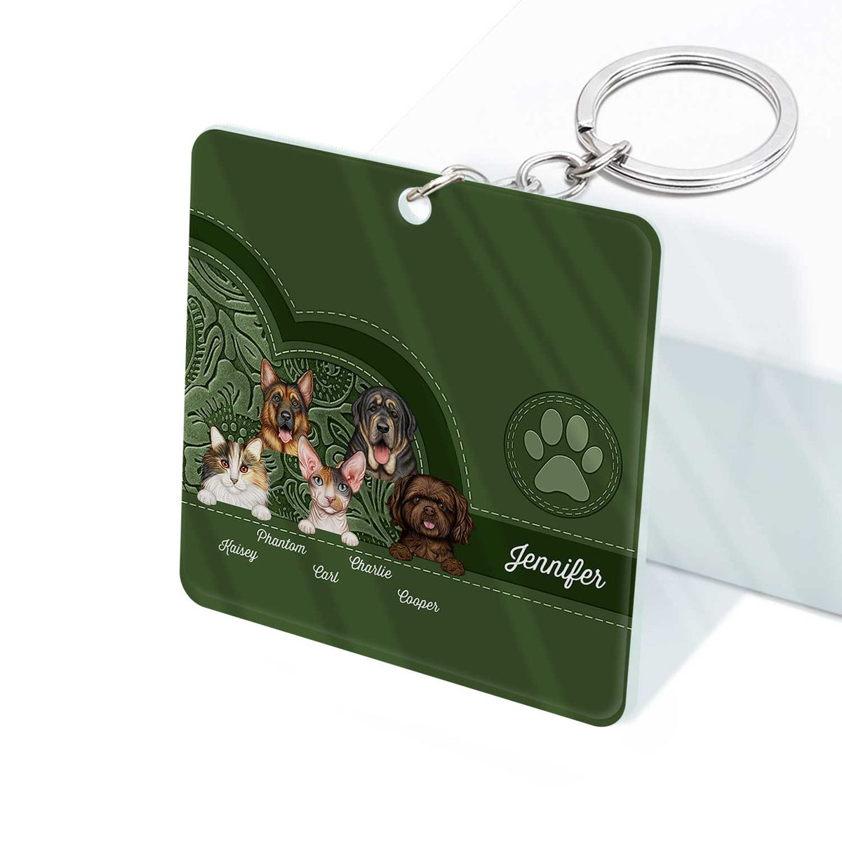 Cute Dogs And Cats Aesthetic Pattern - Birthday, Loving Gift For Pet Lovers, Dog Mom, Cat Mom - Personalized Acrylic Keychain