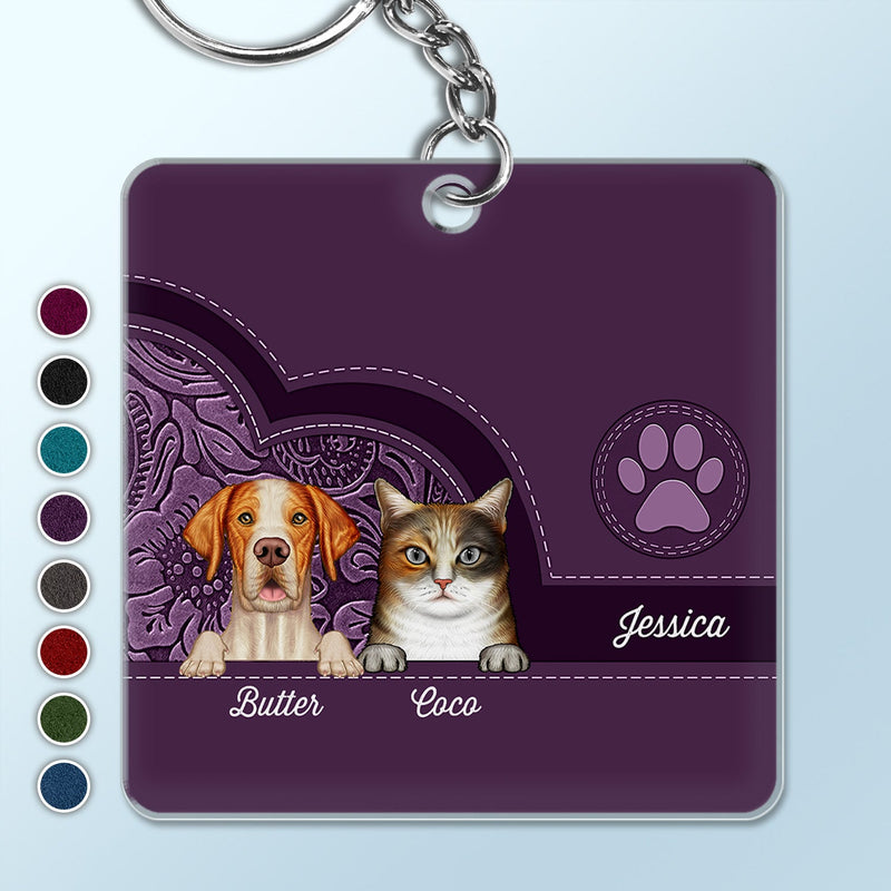 Cute Dogs And Cats Aesthetic Pattern - Birthday, Loving Gift For Pet Lovers, Dog Mom, Cat Mom - Personalized Acrylic Keychain