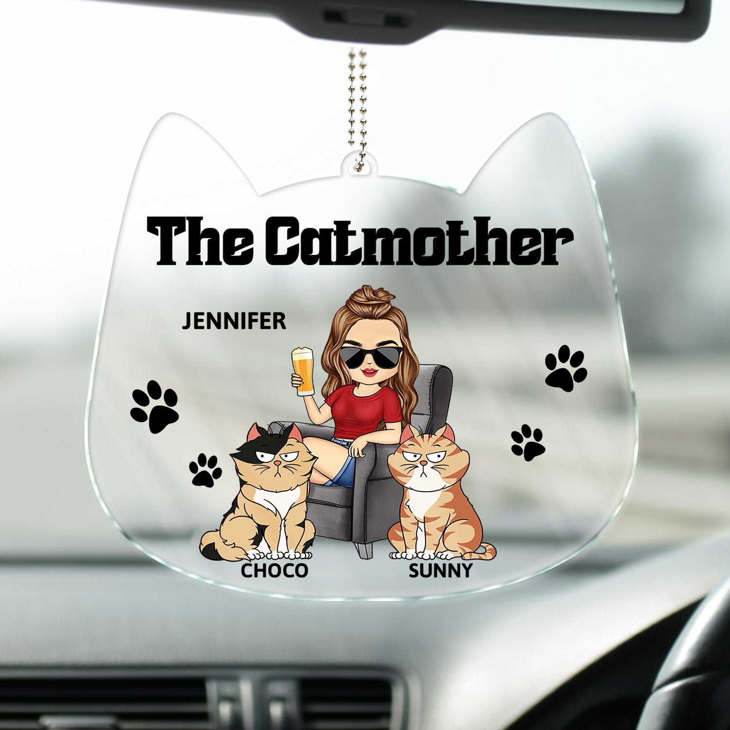 The Cat Mother - Gift For Cat Moms, Cat Lovers, Women - Personalized Acrylic Car Hanger