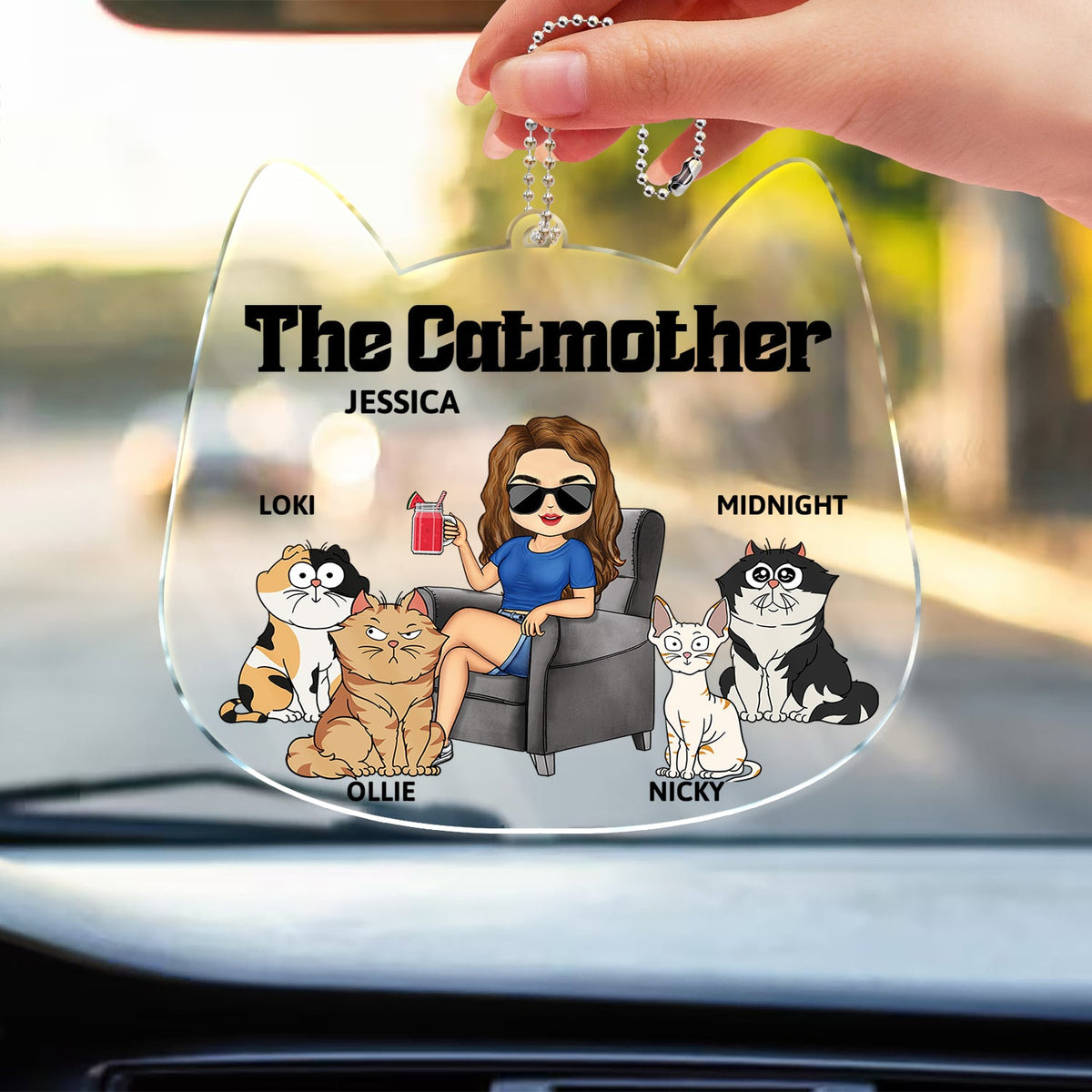 The Cat Mother - Gift For Cat Moms, Cat Lovers, Women - Personalized Acrylic Car Hanger