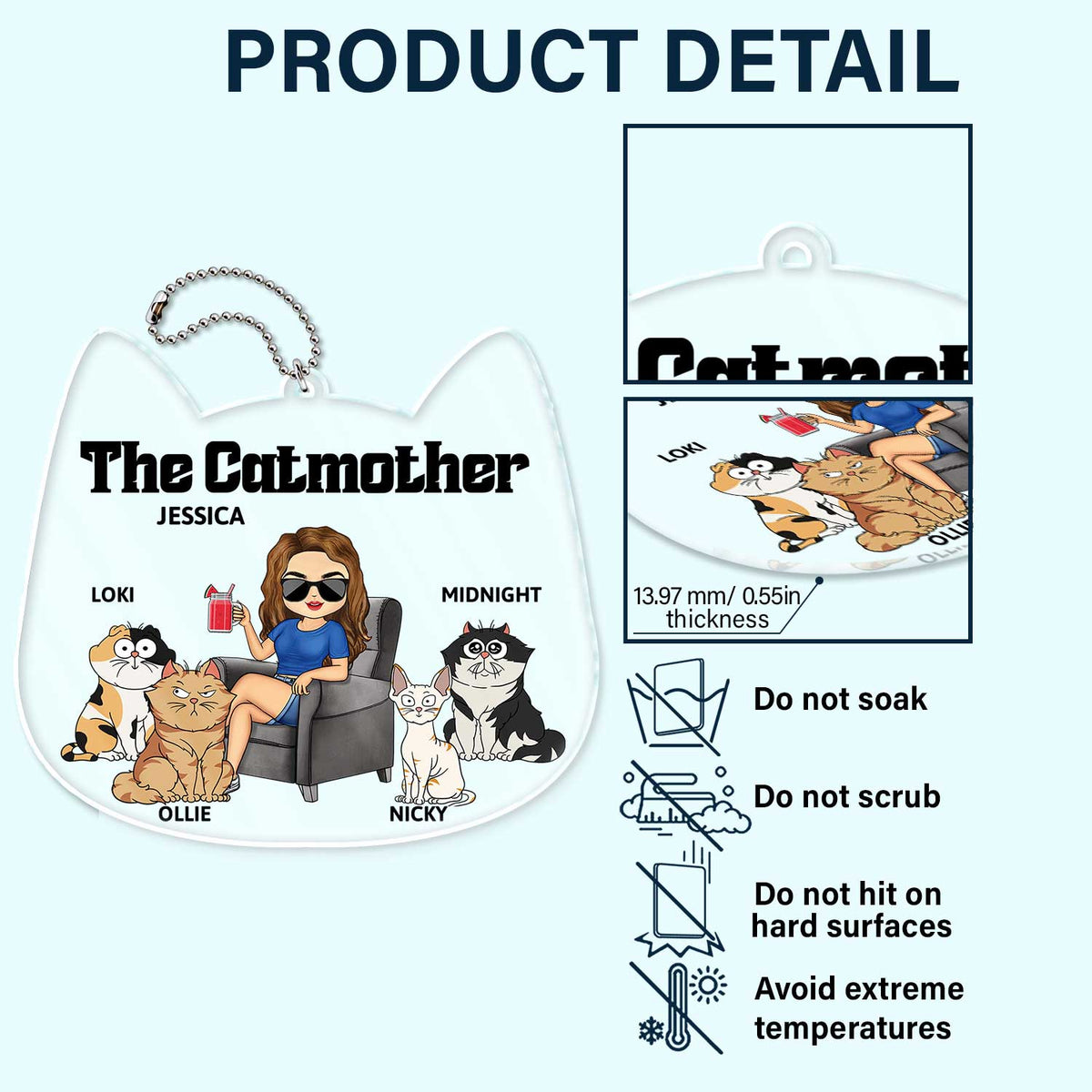 The Cat Mother - Gift For Cat Moms, Cat Lovers, Women - Personalized Acrylic Car Hanger