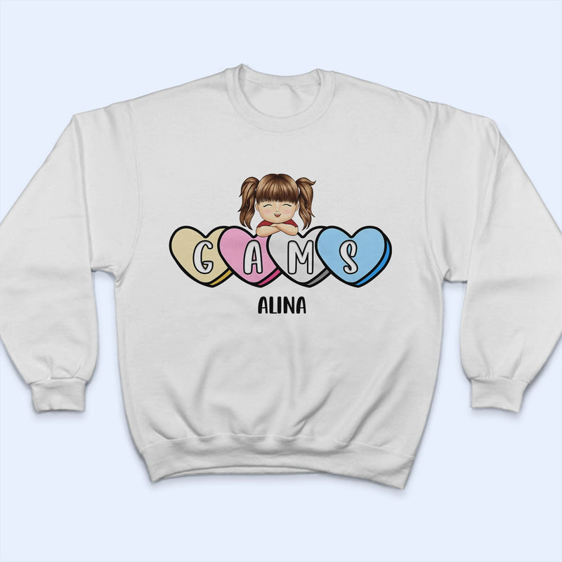 Mama's Sweet Candy Hearts - Birthday, Loving Gift For Mother, Mom, Grandma, Grandmother - Personalized T Shirt