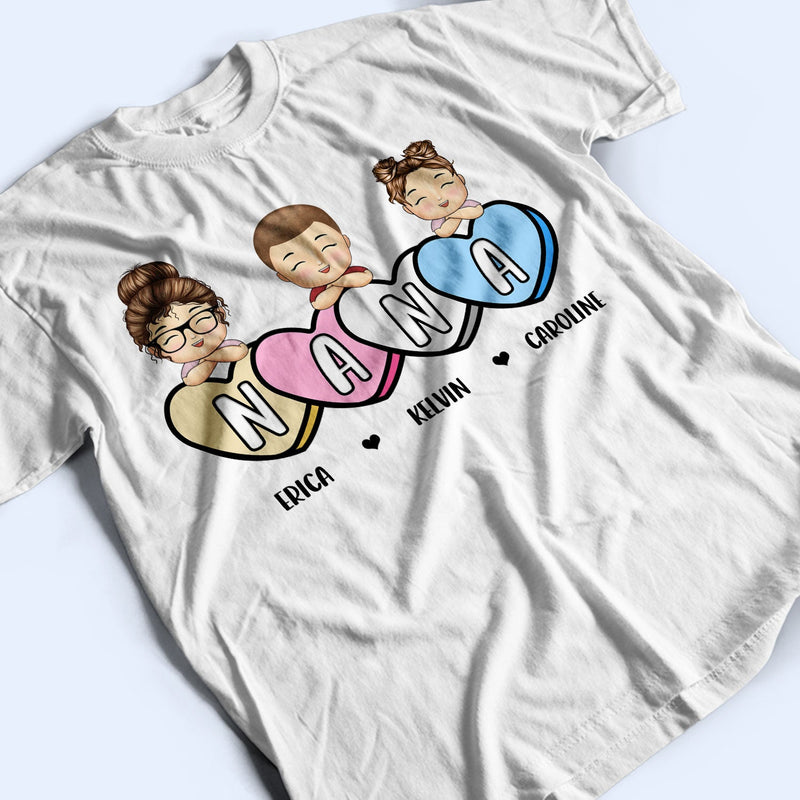 Mama's Sweet Candy Hearts - Birthday, Loving Gift For Mother, Mom, Grandma, Grandmother - Personalized T Shirt