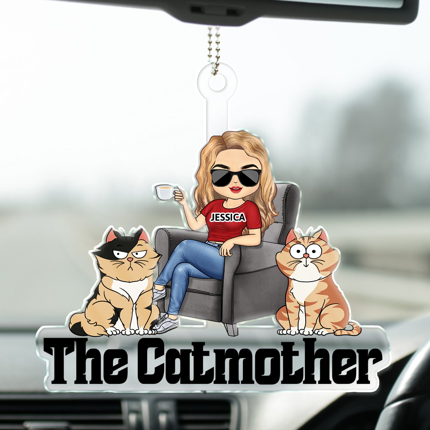 The Cat Mother - Gift For Cat Moms, Cat Lovers - Personalized Acrylic Car Hanger
