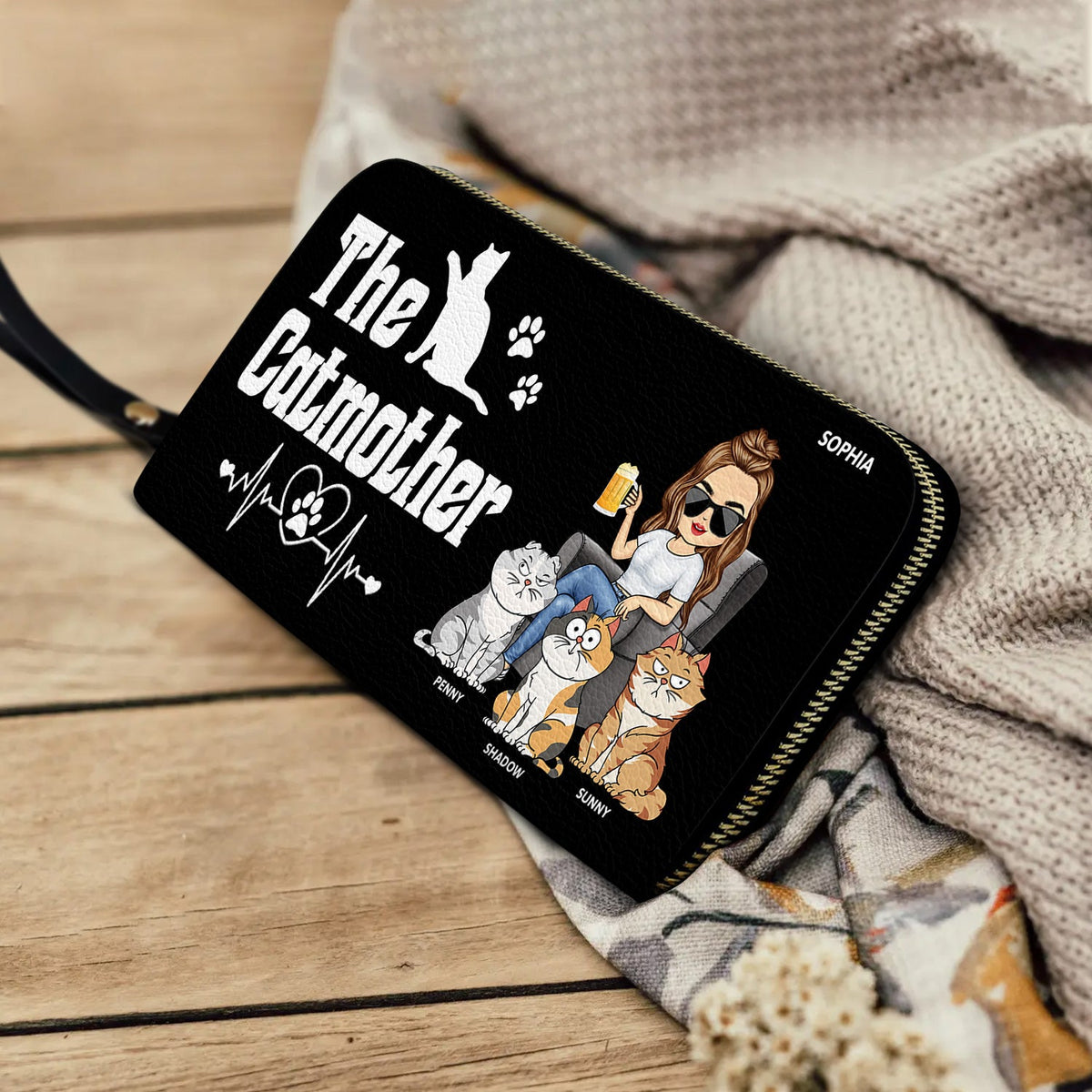 The Cat Mother - Birthday, Loving Gift For Cat Mom, Cat Lovers, Women - Personalized Leather Long Wallet