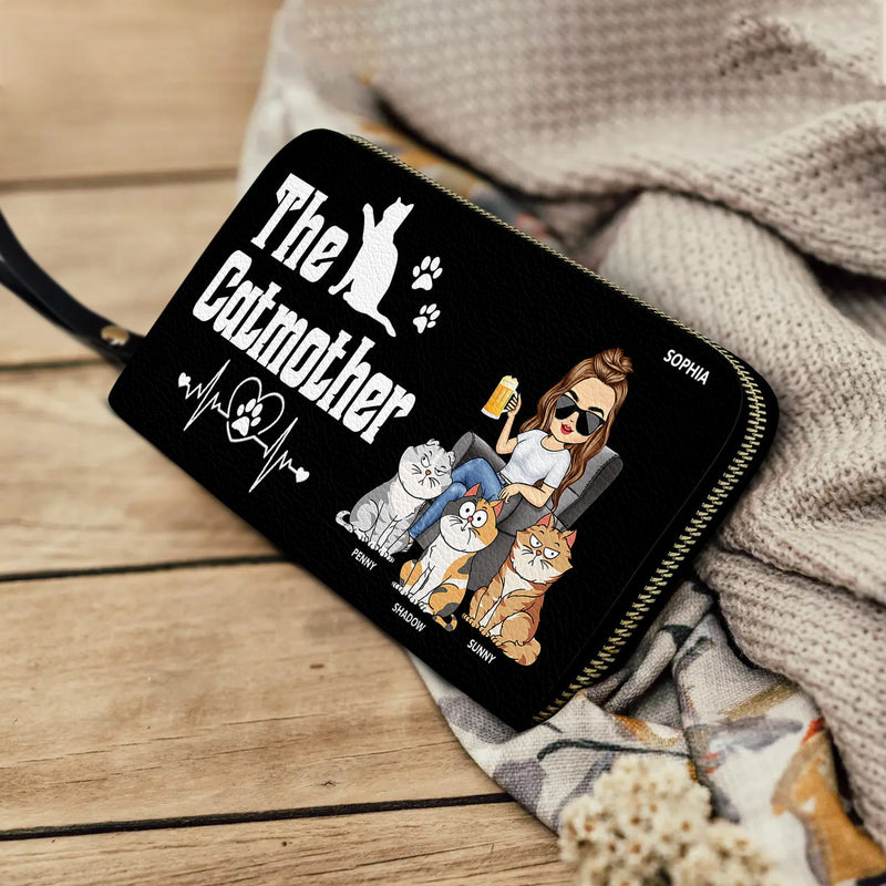 The Cat Mother - Birthday, Loving Gift For Cat Mom, Cat Lovers, Women - Personalized Leather Long Wallet