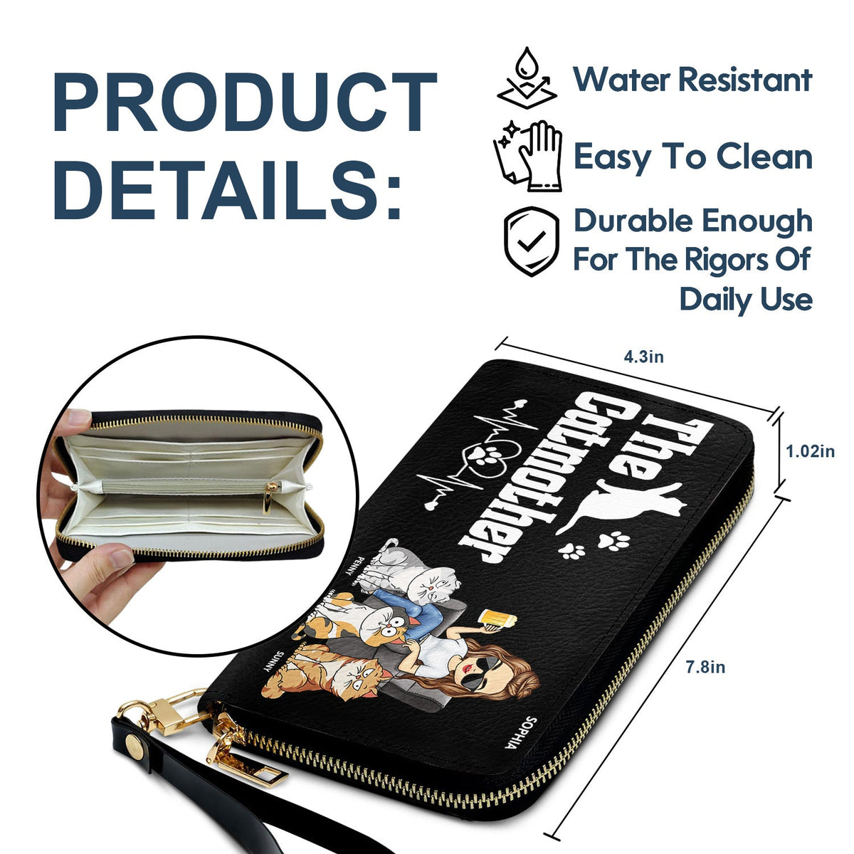 The Cat Mother - Birthday, Loving Gift For Cat Mom, Cat Lovers, Women - Personalized Leather Long Wallet