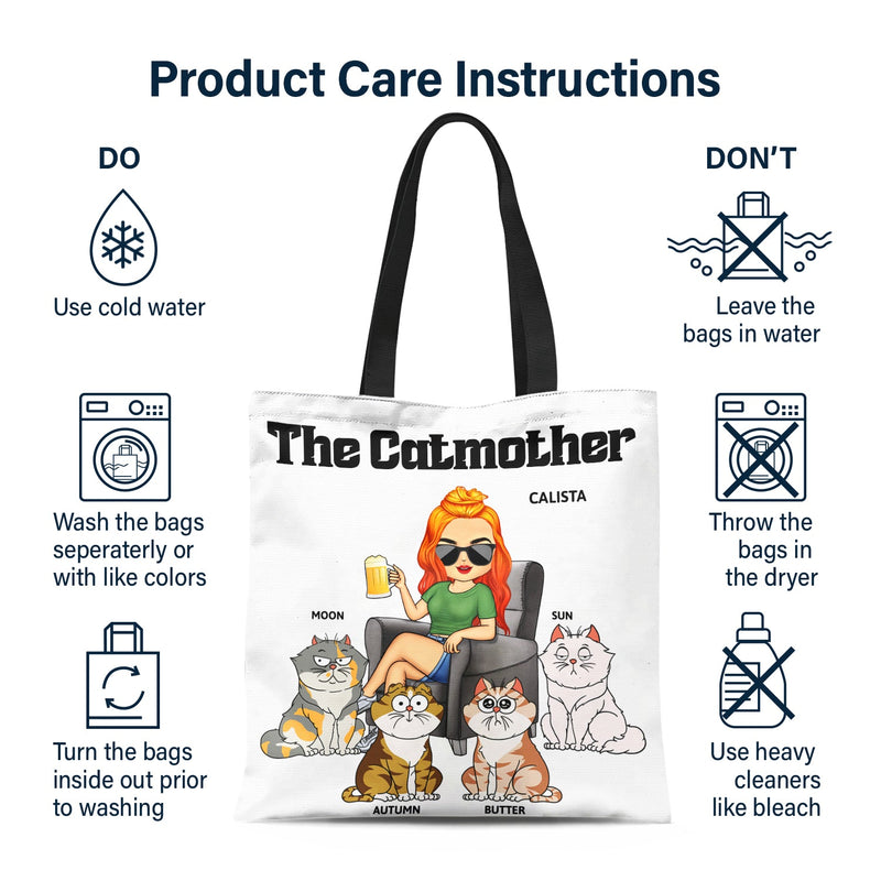 The Cat Mother - Birthday, Loving Gift For Cat Mom, Cat Lovers, Women - Personalized Zippered Canvas Bag