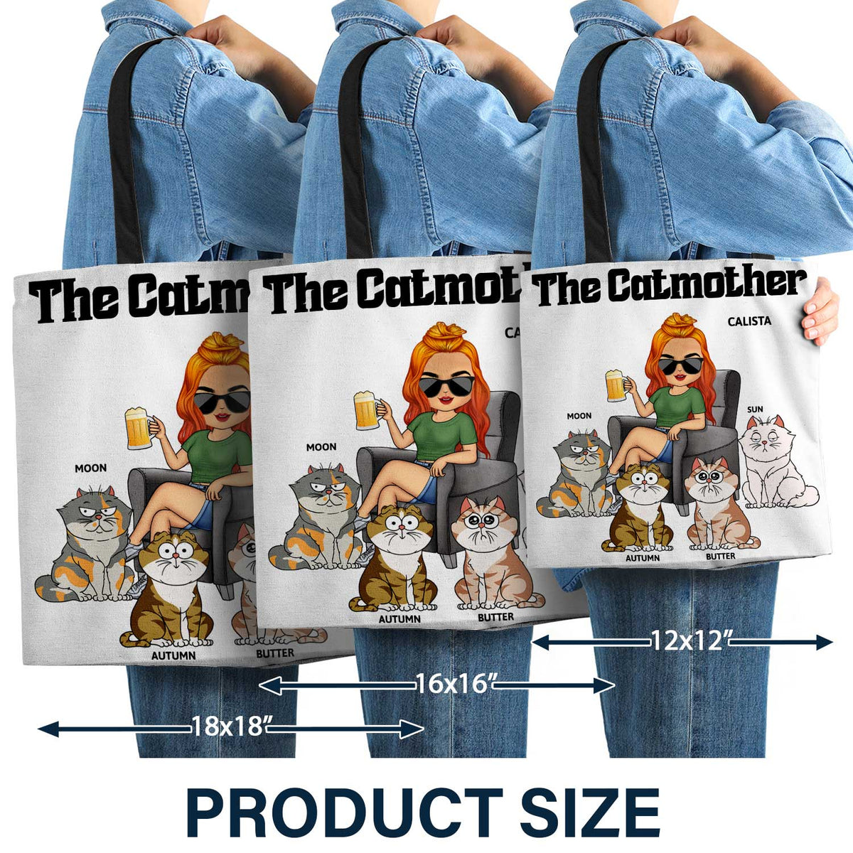 The Cat Mother - Birthday, Loving Gift For Cat Mom, Cat Lovers, Women - Personalized Zippered Canvas Bag