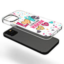 Coque de téléphone transparente personnalisée avec jolis cœurs pour grand-mère et enfants ! Cadeau d'anniversaire ou de Noël pour maman ou grand-mère