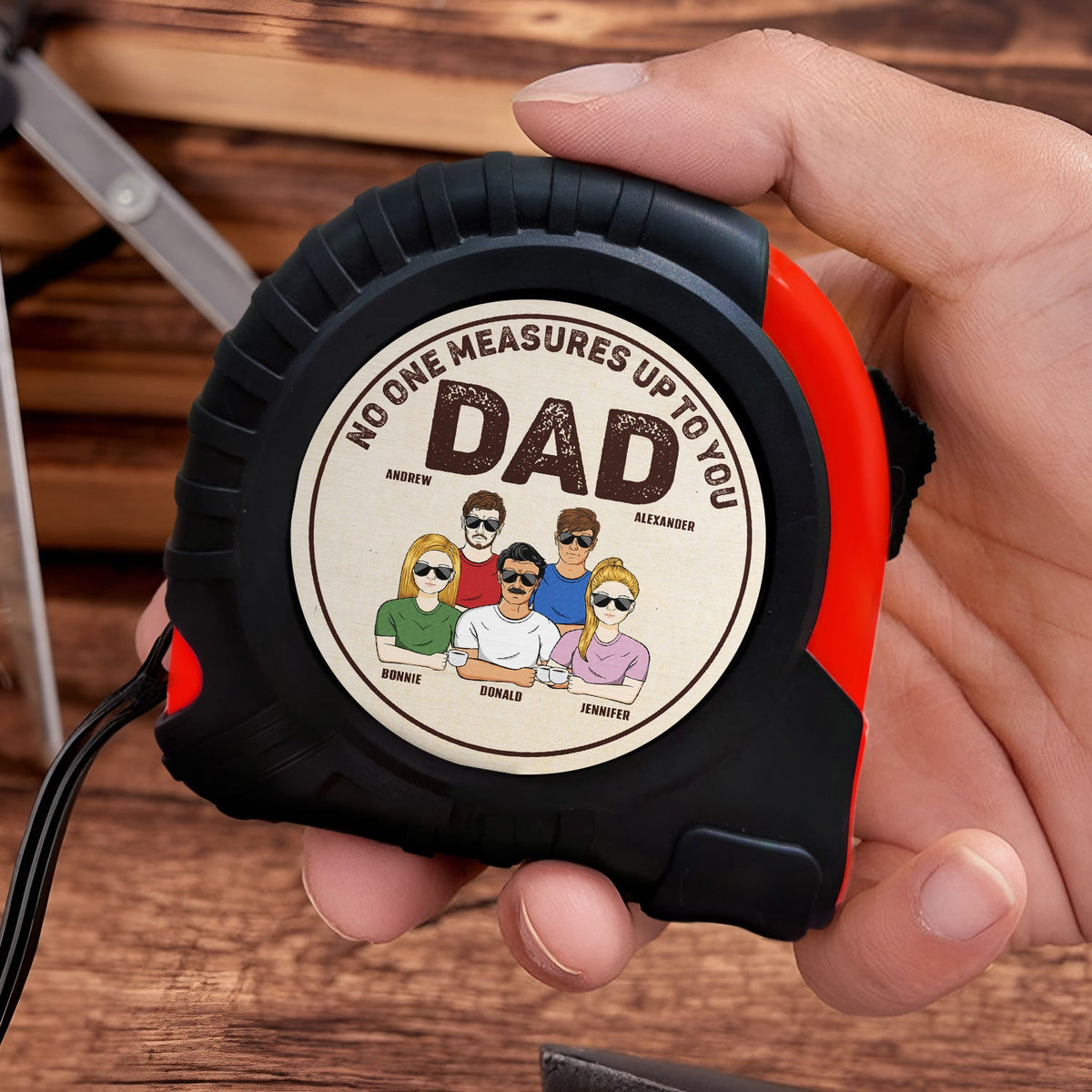 Dad No One Measures Up To You - Birthday, Loving Gift For Daddy, Father, Grandfather, Grandpa - Personalized Tape Measure