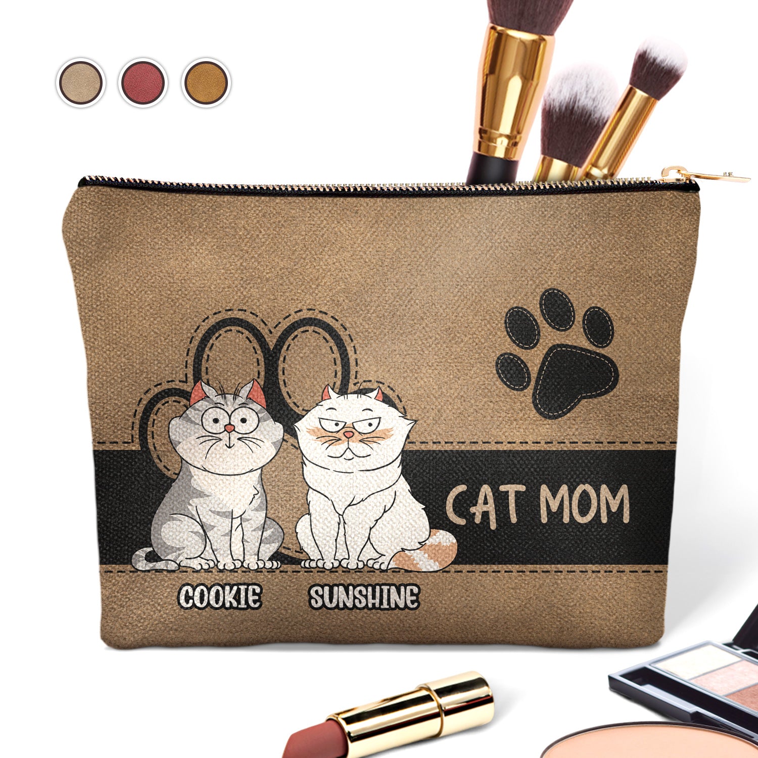 Cat Mom Funny Cartoon Style - Gift For Cat Lovers, Cat Mum - Personalized Cosmetic Bag