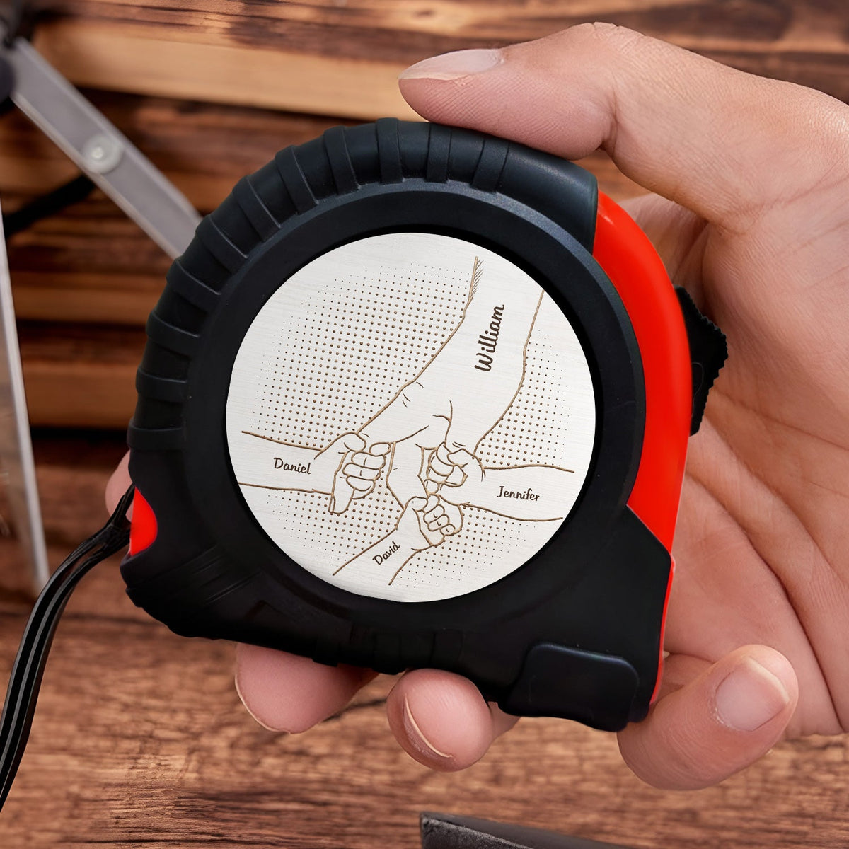 Hand In Hand, I Will Always Protect You - Birthday, Loving Gift For Dad, Father, Grandfather, Grandpa - Personalized Tape Measure