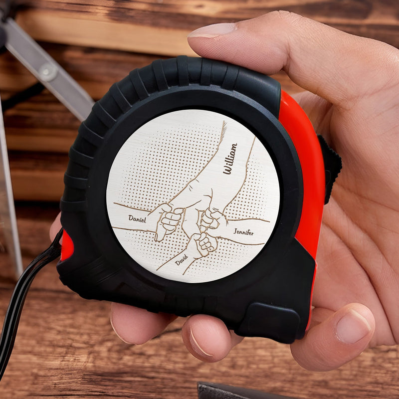 Hand In Hand, I Will Always Protect You - Birthday, Loving Gift For Dad, Father, Grandfather, Grandpa - Personalized Tape Measure