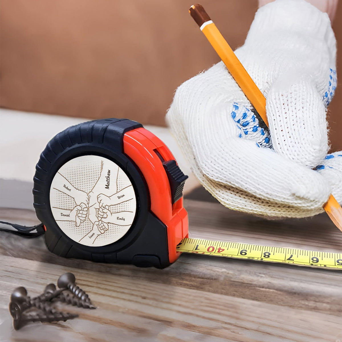 Hand In Hand, I Will Always Protect You - Birthday, Loving Gift For Dad, Father, Grandfather, Grandpa - Personalized Tape Measure