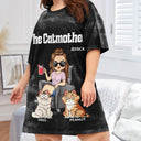 T-shirt de nuit personnalisé pour femme « The Cat Mother Tie Dye » - Cadeau pour maman chat et amoureux des chats