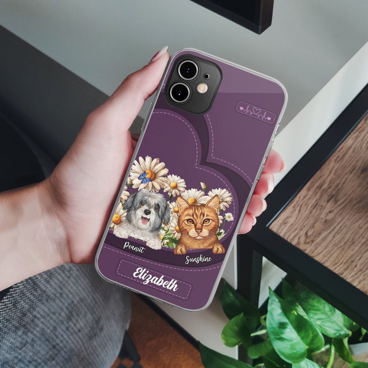 Love Daisy Dogs Cats - Cadeau pour les amoureux des animaux, des chiens et des chats - Coque de téléphone transparente personnalisée