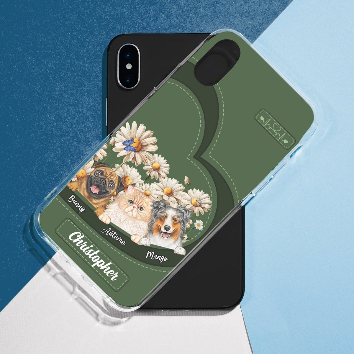 Love Daisy Dogs Cats - Cadeau pour les amoureux des animaux, des chiens et des chats - Coque de téléphone transparente personnalisée