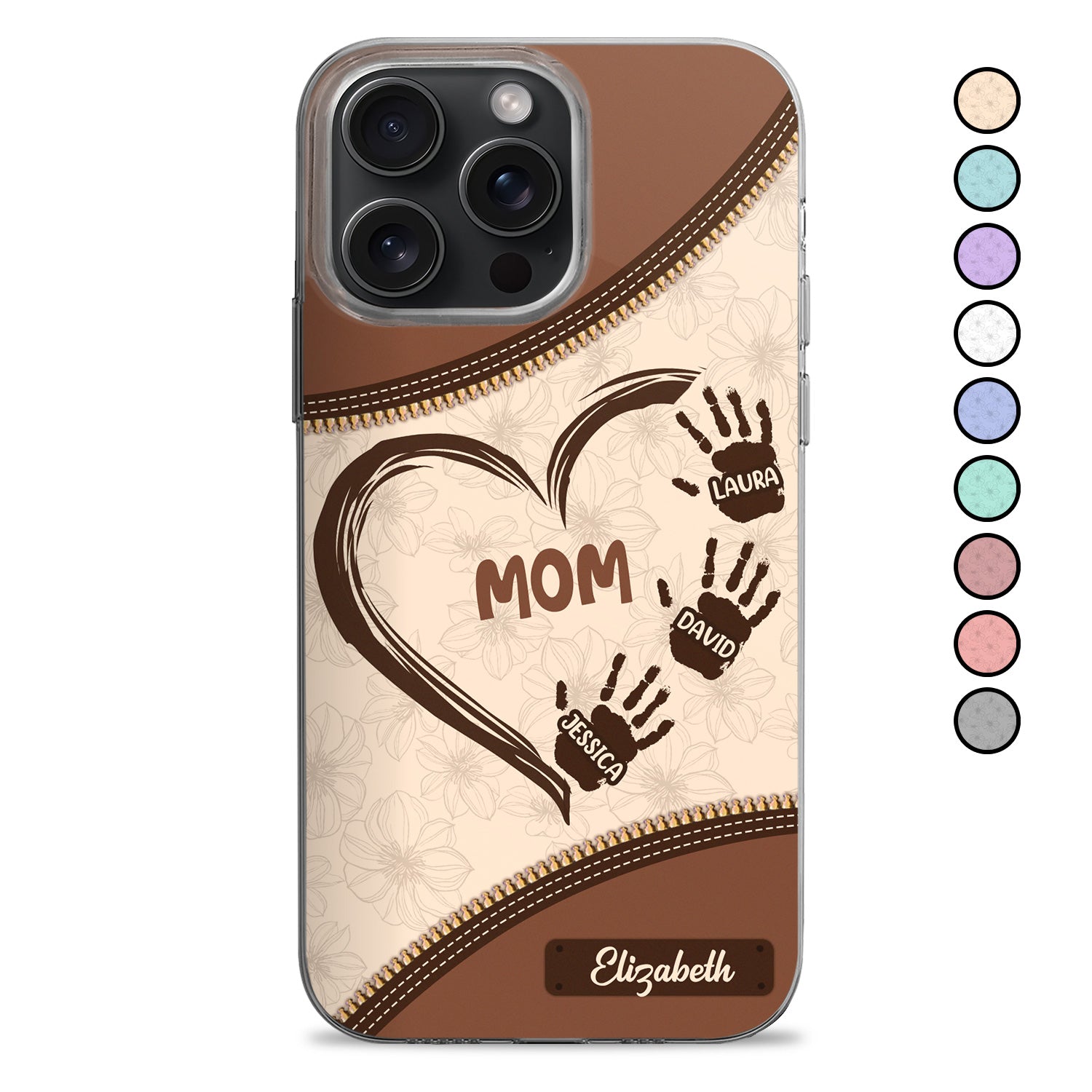 Grandma Mom Heart Kids' Handprints - Gift For Grandmother, Mother - Personalized Clear Phone Case