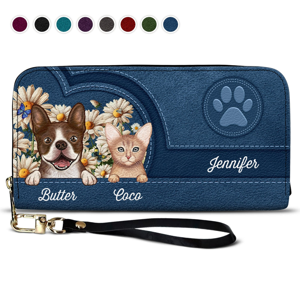 Love Daisy Dogs Cats - Gift For Pet Lovers, Dog Lovers, Cat Lovers - Personalized Leather Long Wallet