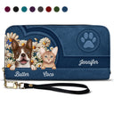 Love Daisy Dogs Cats - Gift For Pet Lovers, Dog Lovers, Cat Lovers - Personalized Leather Long Wallet