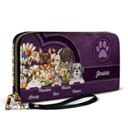 Love Daisy Dogs Cats - Gift For Pet Lovers, Dog Lovers, Cat Lovers - Personalized Leather Long Wallet