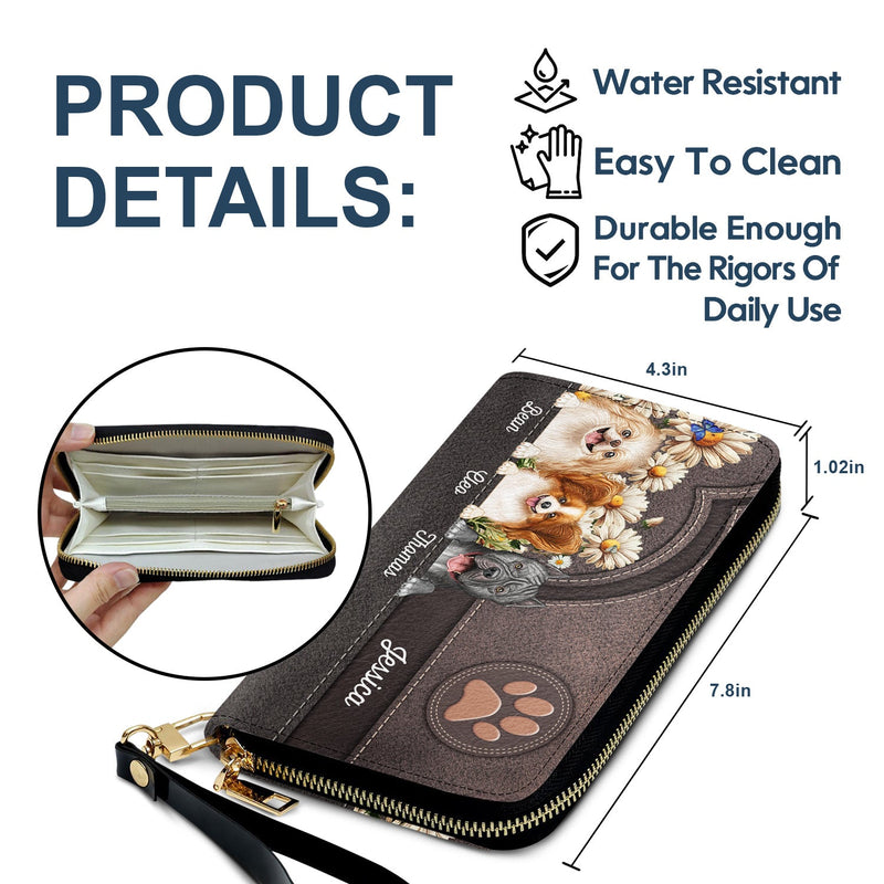 Love Daisy Dogs Cats - Gift For Pet Lovers, Dog Lovers, Cat Lovers - Personalized Leather Long Wallet