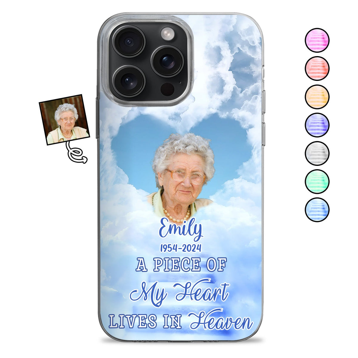 Custom Photo A Piece Of My Heart Lives In Heaven - Memorial Gift For Your Loved Ones - Personalized Clear Phone Case