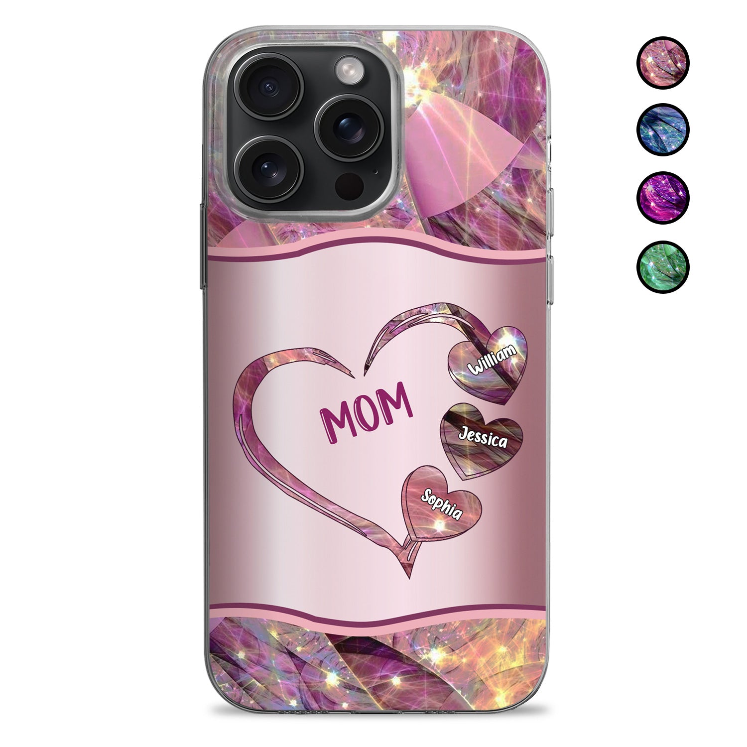 Mom Grandma Loads Of Sweet Heart Kids - Gift For Mother, Grandmother - Metal Effect Printed, Personalized Clear Phone Case