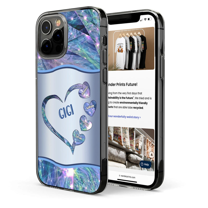 Mom Grandma Loads Of Sweet Heart Kids - Gift For Mother, Grandmother - Metal Effect Printed, Personalized Clear Phone Case