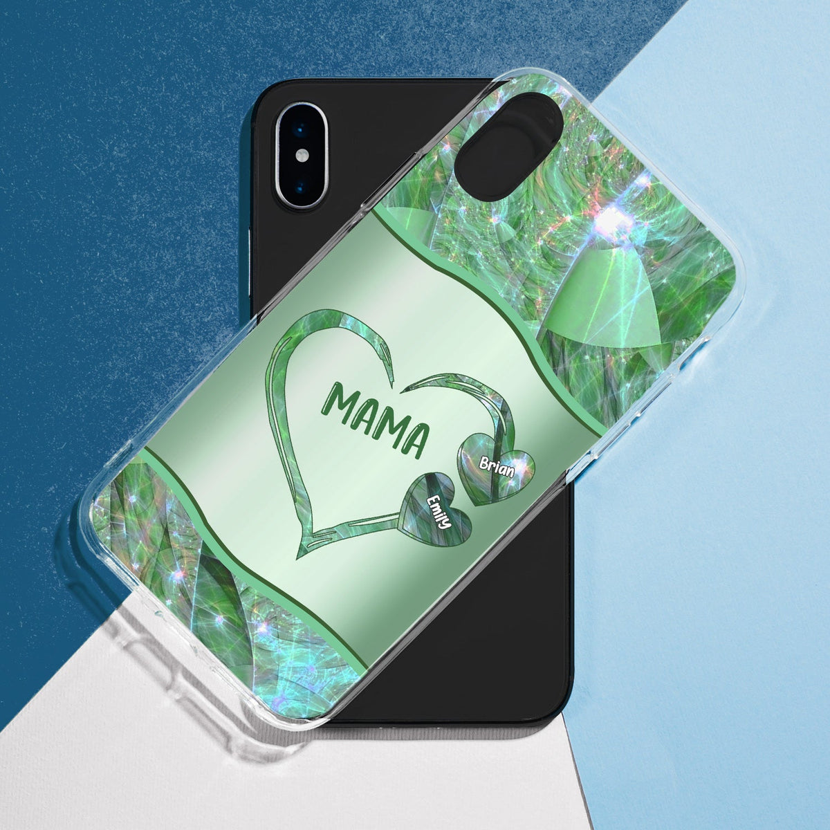 Mom Grandma Loads Of Sweet Heart Kids - Gift For Mother, Grandmother - Metal Effect Printed, Personalized Clear Phone Case