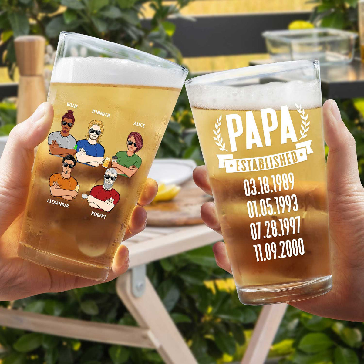 Papa Grand-père Établi - Cadeau pour père, grand-père, mari - Verre à bière personnalisé