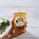 Custom Photo Monogram Name - Gift For Men, Dad, Father, Grandfather, Grandpa, Husband - Personalized Beer Glass