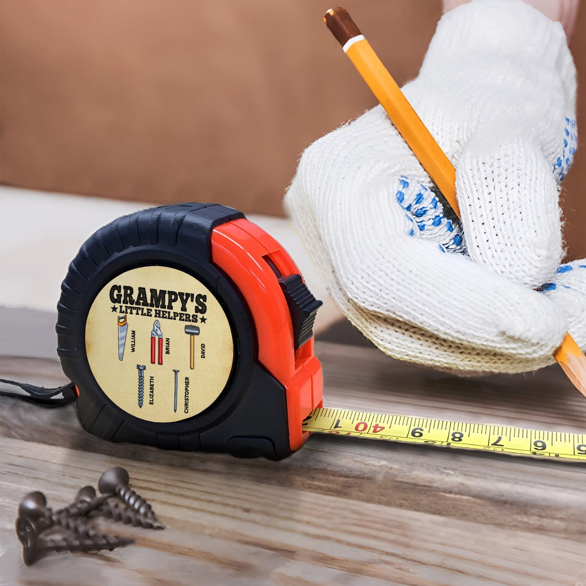 Dad's Little Helpers - Gift For Father, Grandpa, Grandfather - Personalized Tape Measure