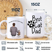 Best Cat Dad Time Spent With Cats Is Never Wasted - Personalized White Edge-to-Edge Mug