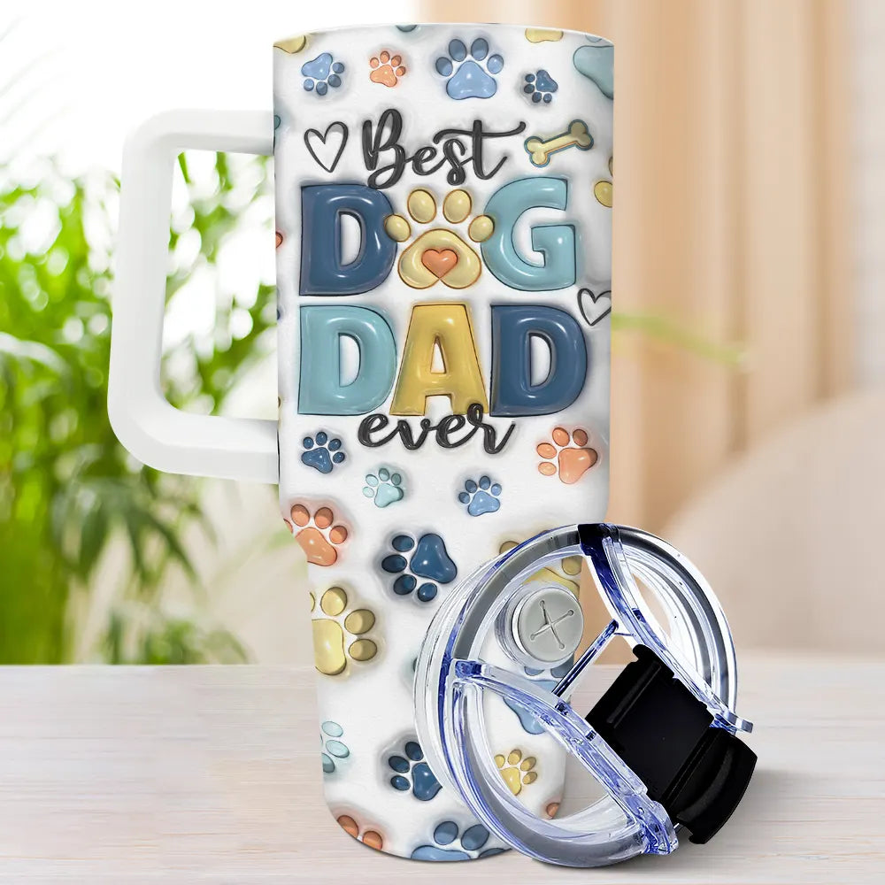 Dog Human Fist Bump - 3D Inflated Effect Printed Tumbler, Personalized 40oz Tumbler With Straw