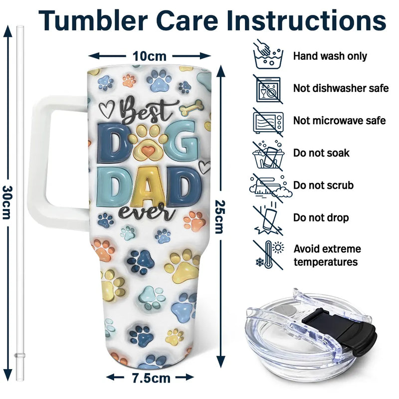 Dog Human Fist Bump - 3D Inflated Effect Printed Tumbler, Personalized 40oz Tumbler With Straw