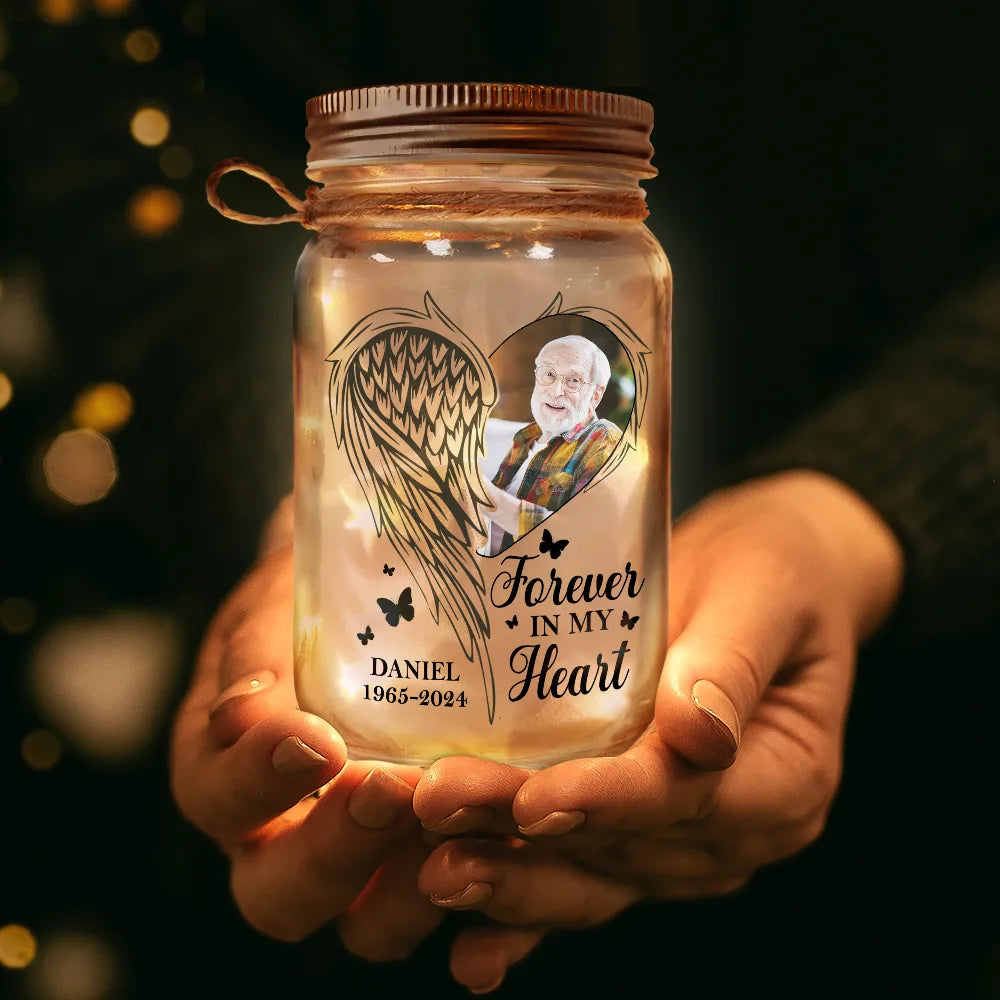 Custom Photo Memorial Your Light Will Always Shine In Our Hearts - Personalized Mason Jar Light