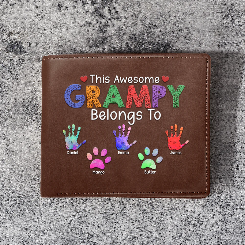 This Awesome Daddy Belongs To - Personalized Leather Wallet