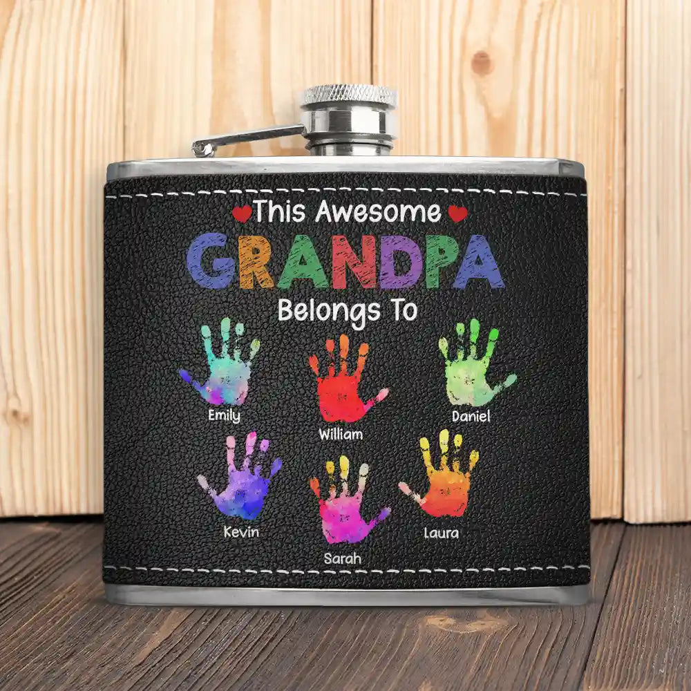 This Awesome Grandpa Daddy Belongs To - Personalized Hip Flask