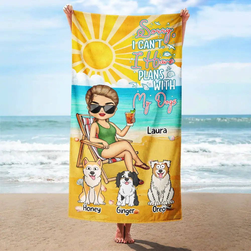 I Have Plans With My Dogs Summer Beach Vibes - Personalized Beach Towel