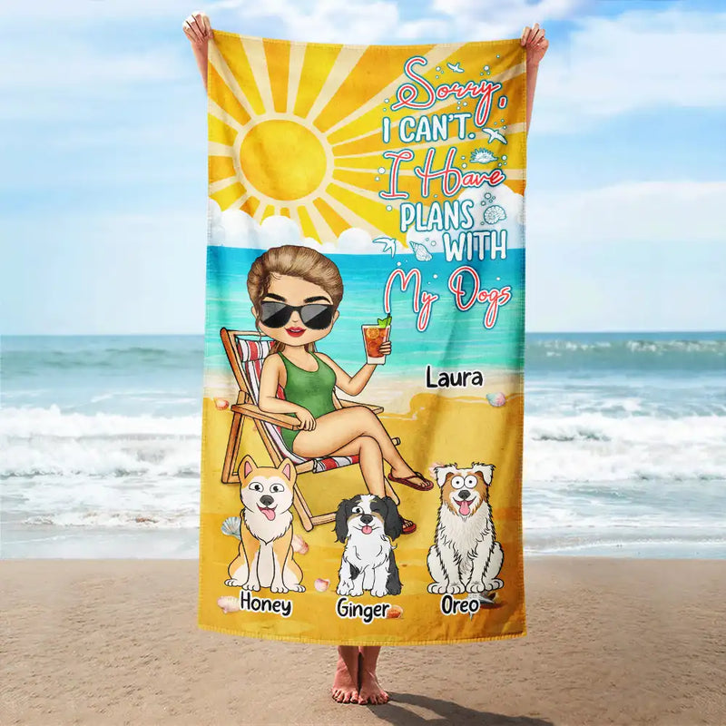 I Have Plans With My Dogs Summer Beach Vibes - Personalized Beach Towel