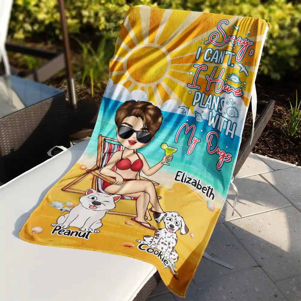 I Have Plans With My Dogs Summer Beach Vibes - Personalized Beach Towel