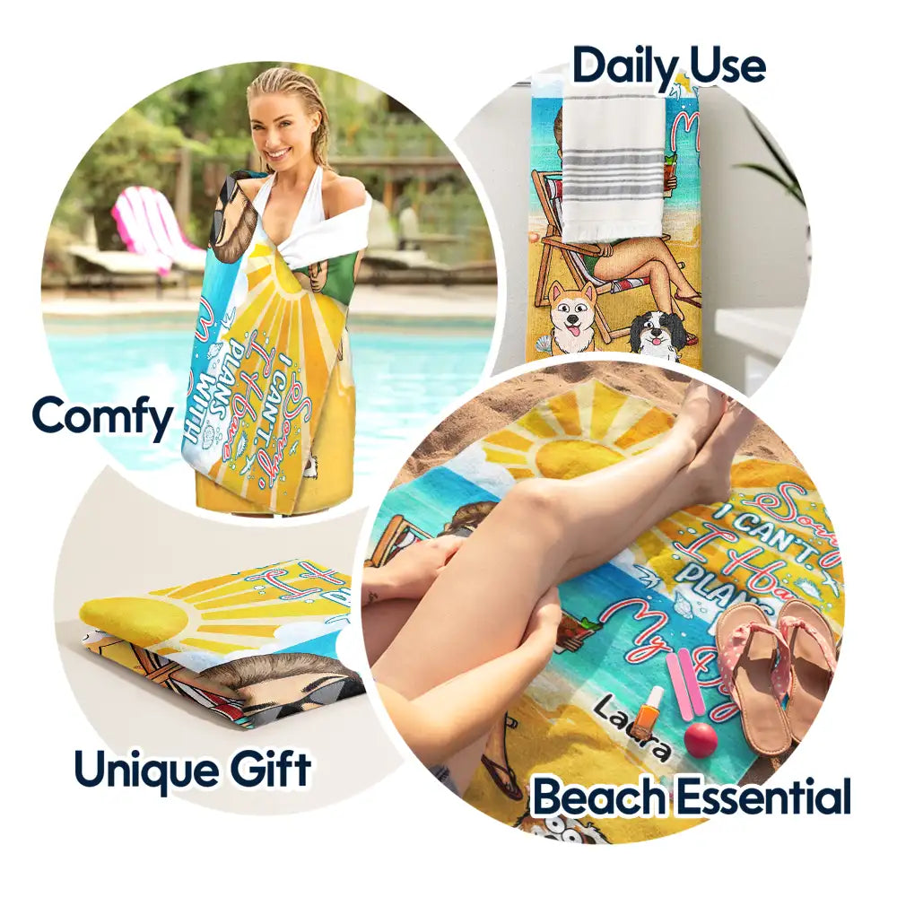 I Have Plans With My Dogs Summer Beach Vibes - Personalized Beach Towel