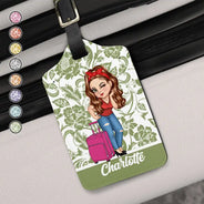 Étiquette de bagage personnalisée à motif floral pour amoureux du voyage