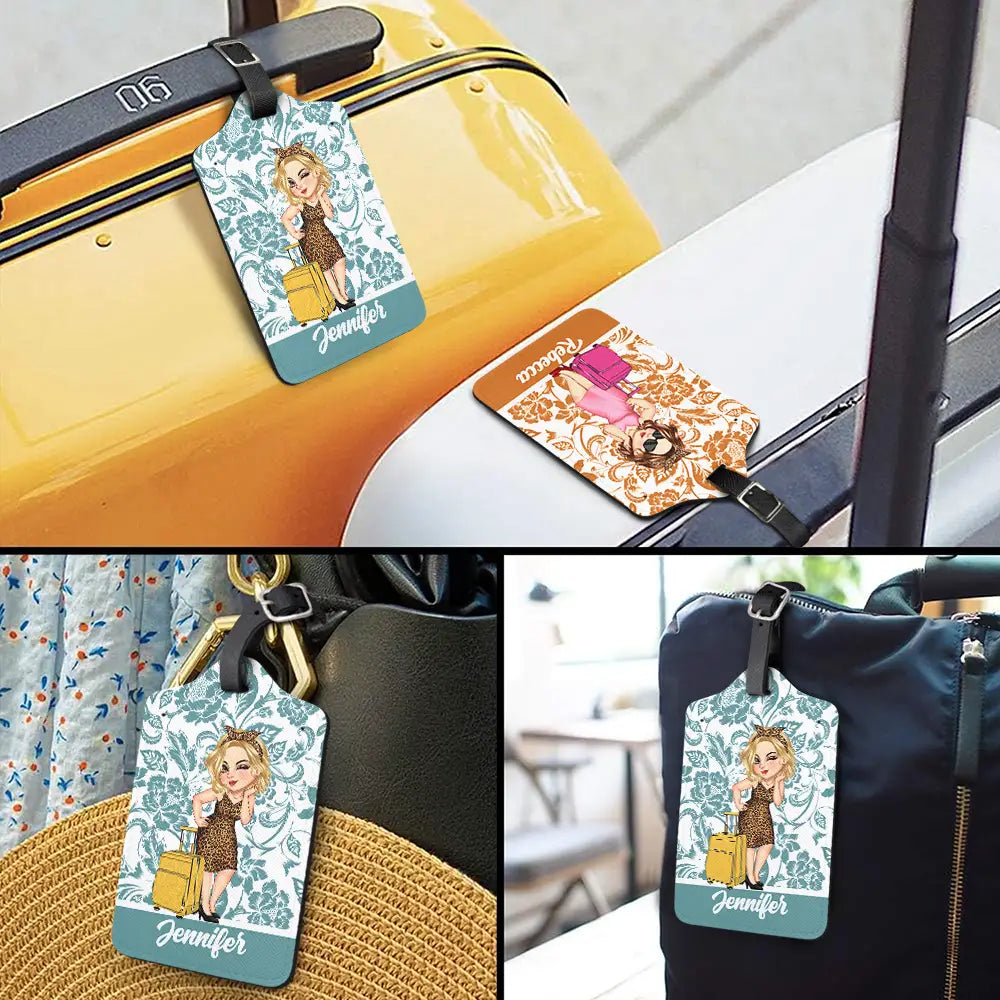 Étiquette de bagage personnalisée à motif floral pour amoureux du voyage