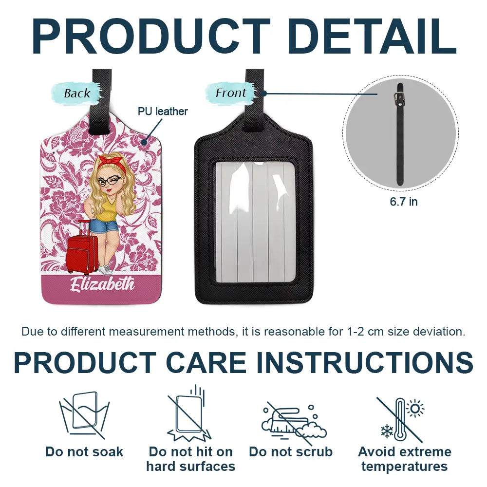 Étiquette de bagage personnalisée à motif floral pour amoureux du voyage